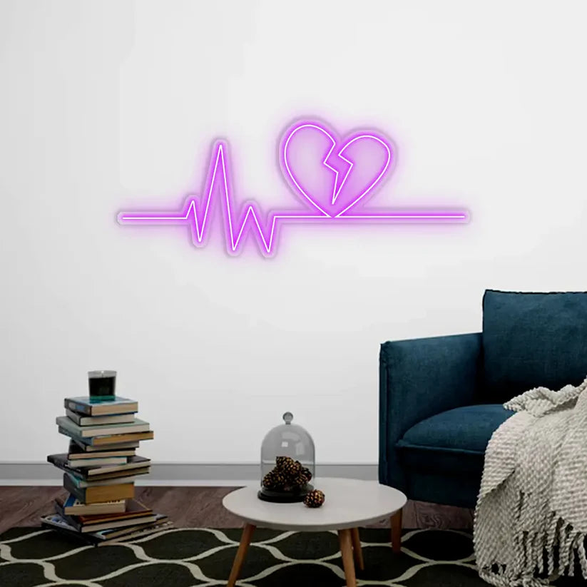 Heart Beat Neon Sign | Love LED Neon Light for Bedroom & Wall Decor - Harshita Craft