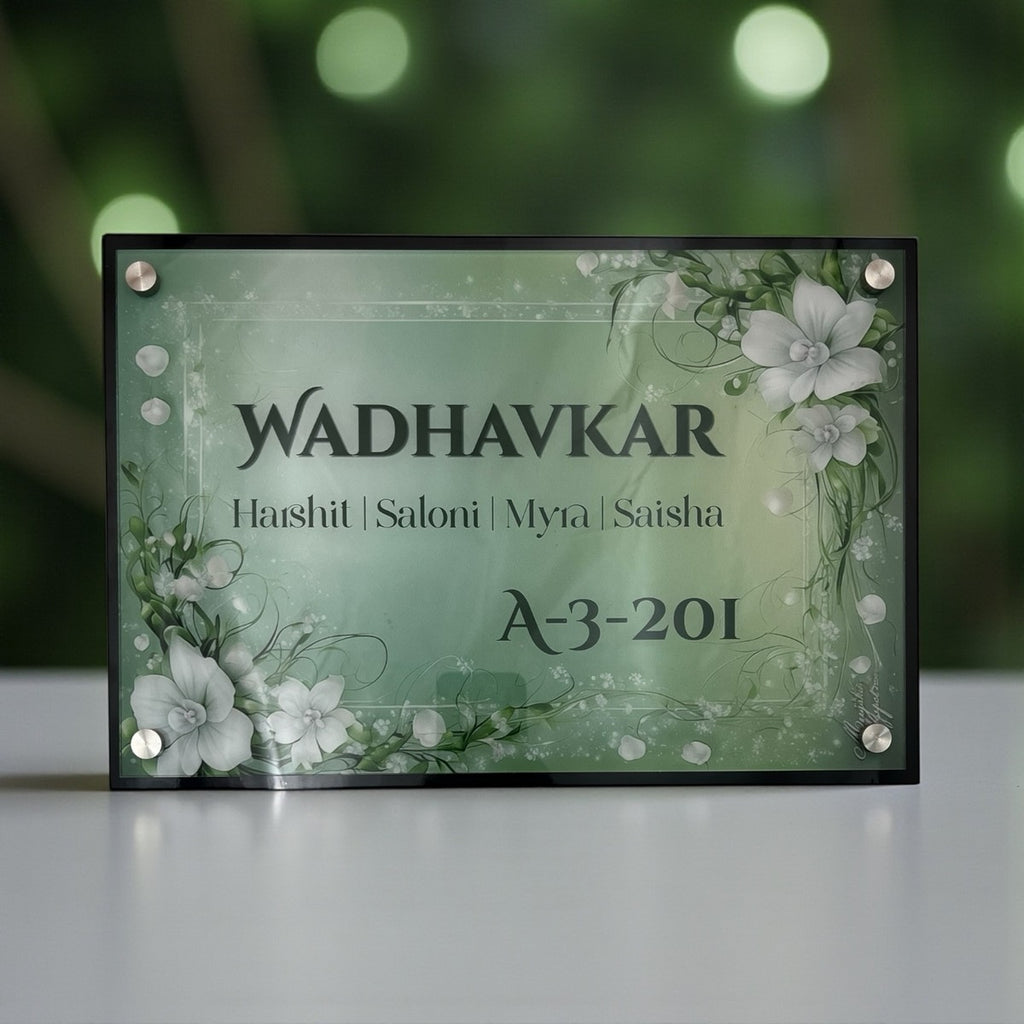 ACP Based UV Printed Floral Acrylic Name Plate