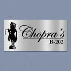 Personalized Lord Krishna Stainless Steel Metal Name Plate for Home - Harshita Craft