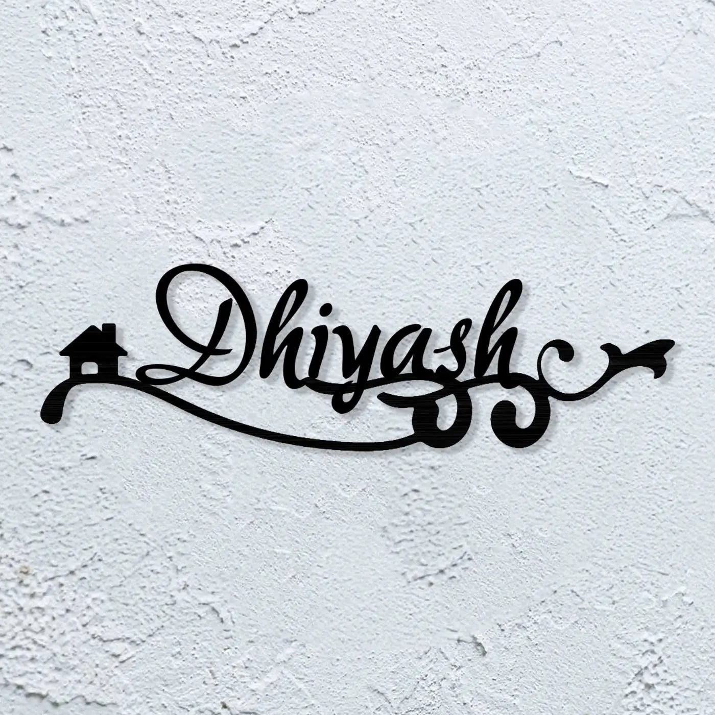 Personalized Laser Cut Wavy Design Metal Name Plate for Home - Harshita Craft