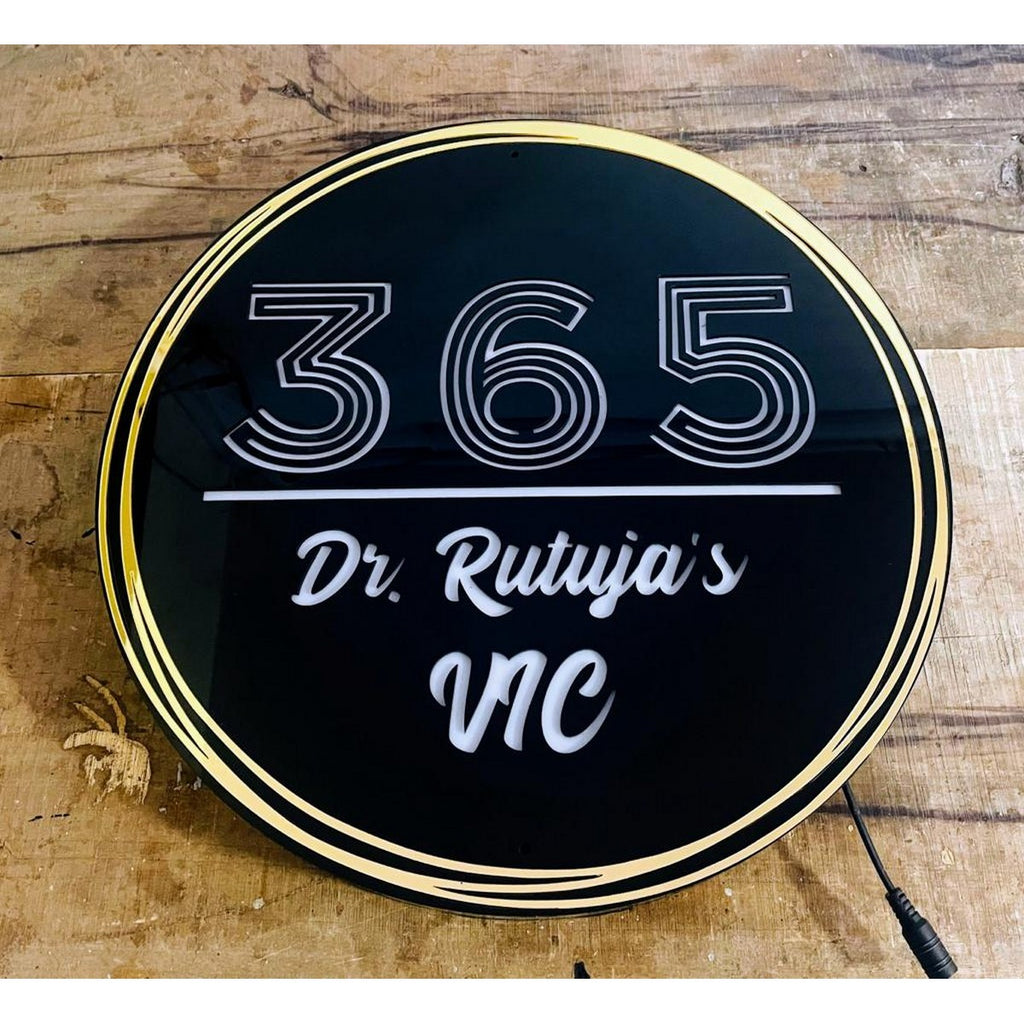 Round Acrylic LED Name Plate Design 