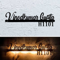 Personalized Waterproof Black LED Metal Name Plate for Home – Laser Cut Design - Harshita Craft