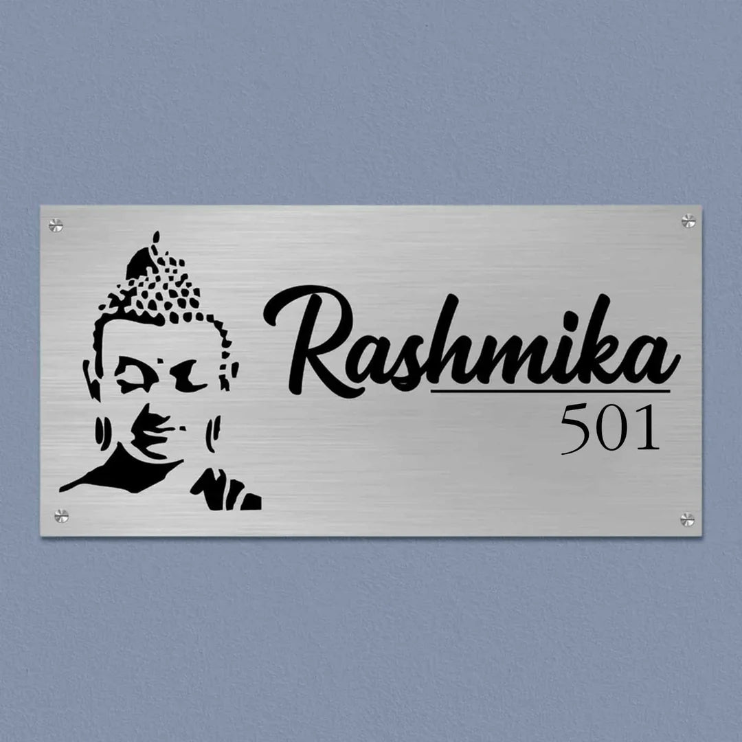 Personalized Metal Name Plate for Home – Waterproof Shiv Ji Design Steel LED Name Plate