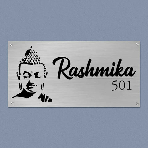 Personalized Metal Name Plate for Home – Waterproof Shiv Ji Design Steel LED Name Plate