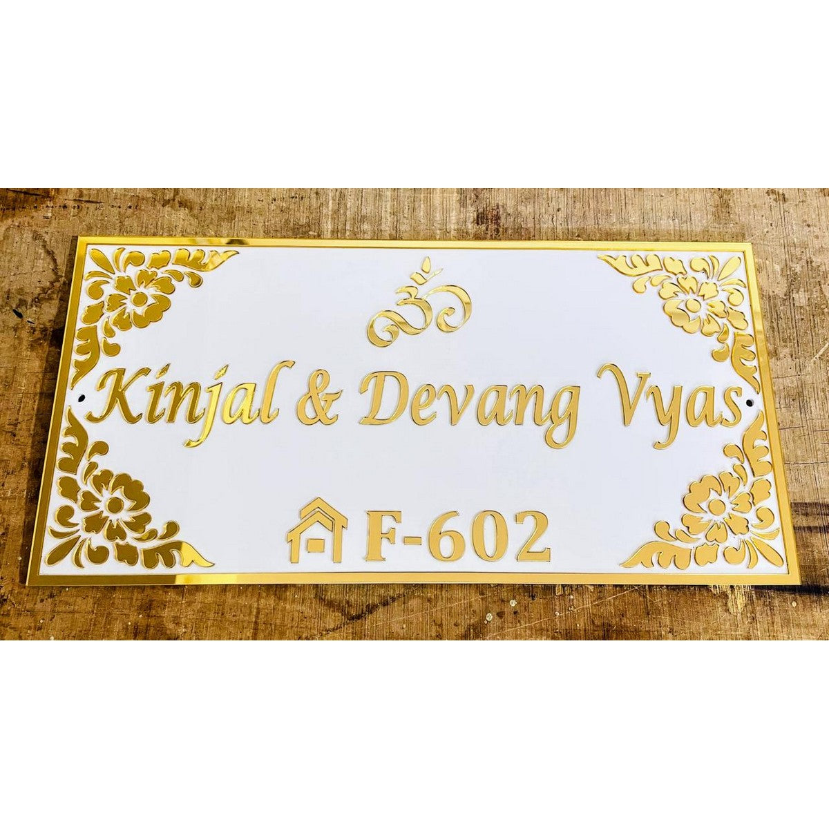 3D Embossed Acrylic Name Plate for Home – Golden Letters