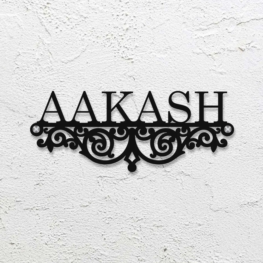 Personalized Minimalist Metal Name Plate for Home | Laser Cut Steel - Harshita Craft