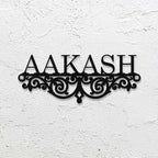 Personalized Minimalist Metal Name Plate for Home | Laser Cut Steel - Harshita Craft