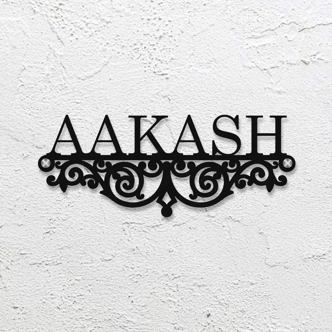 Personalized Minimalist Metal Name Plate for Home | Laser Cut Steel - Harshita Craft