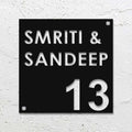 Personalized Laser Cut Square Steel Name Plate for Home Entrance - Harshita Craft