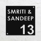 Personalized Laser Cut Square Steel Name Plate for Home Entrance - Harshita Craft