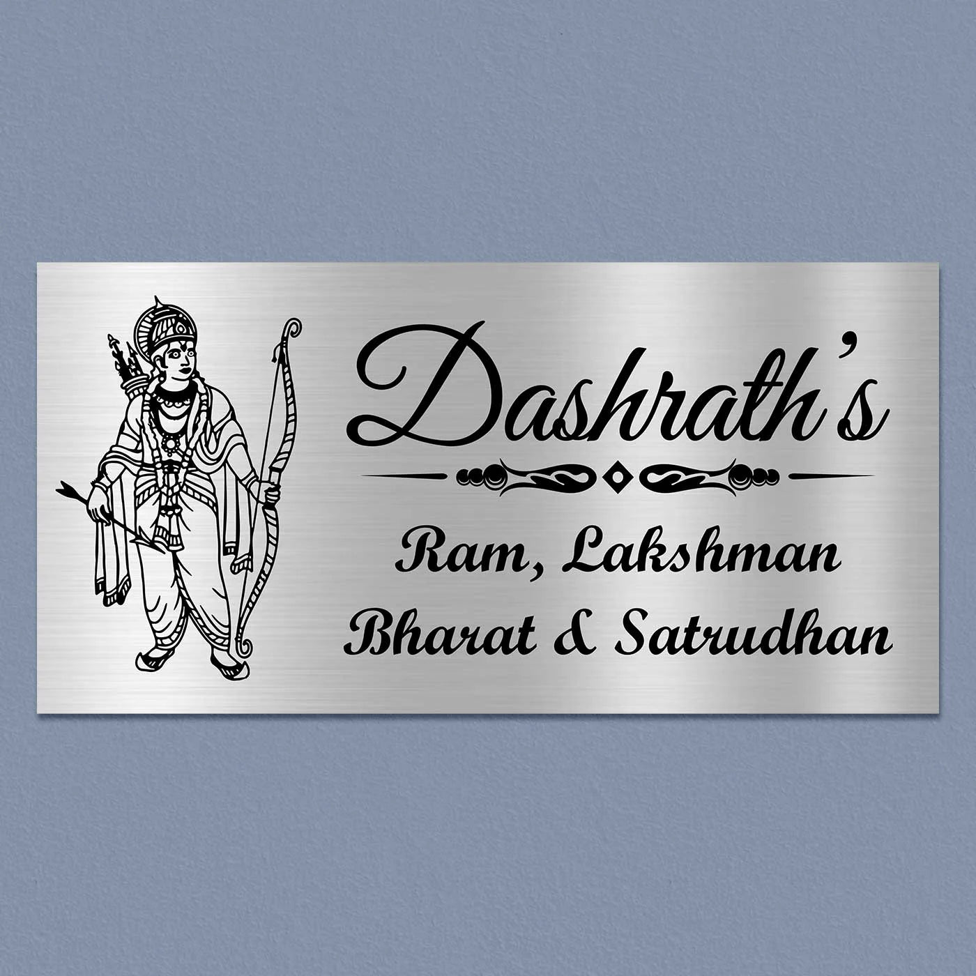 Personalized Lord Ram Theme Metal Name Plate for Home - Harshita Craft