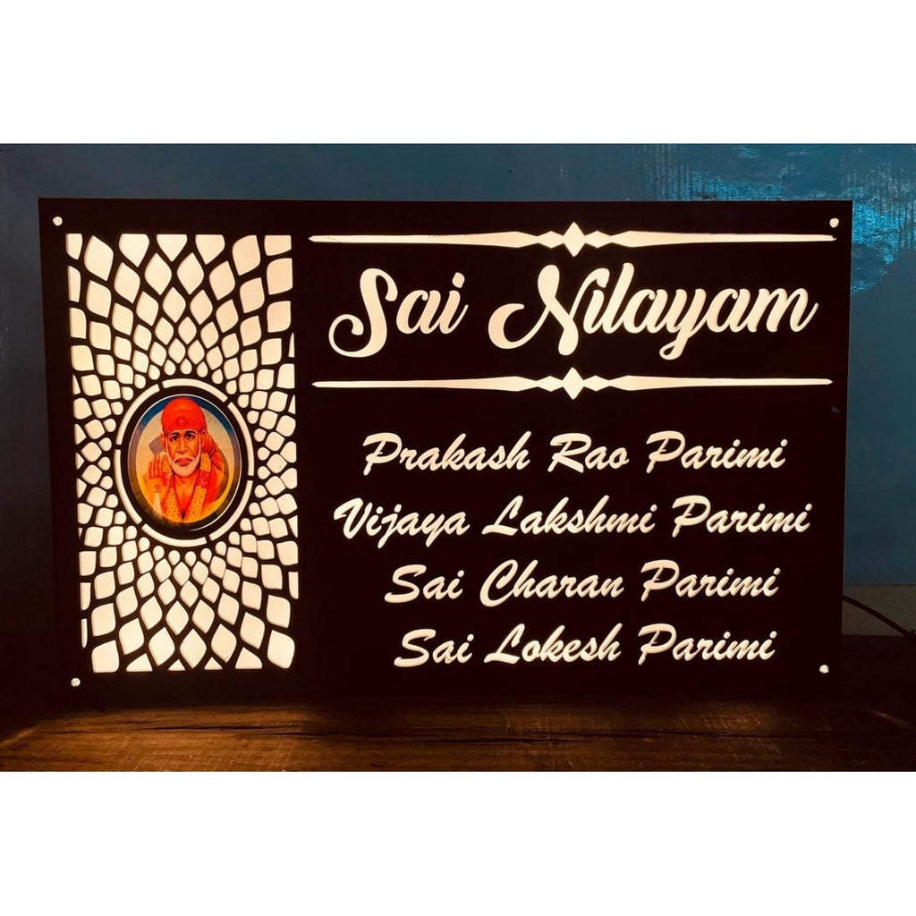 Acrylic LED Name Plate for Home – Custom Design (Warm White)
