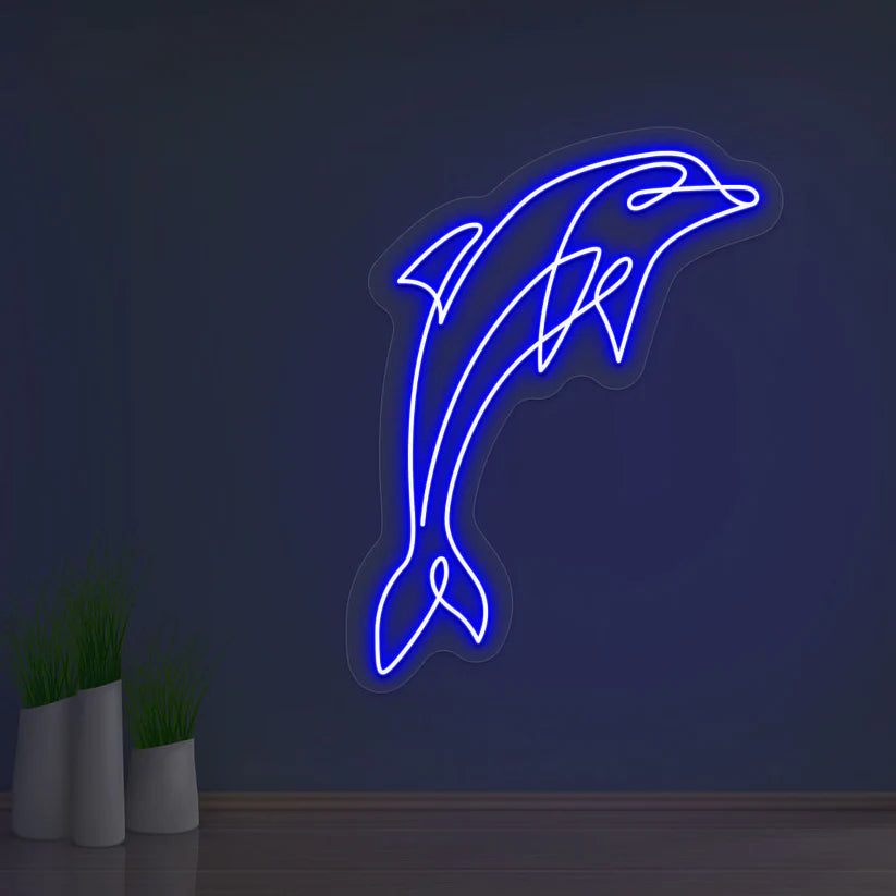 Dolphin Art Neon Sign – LED Neon Light for Bedroom, Room Decor & Wall Art - Harshita Craft