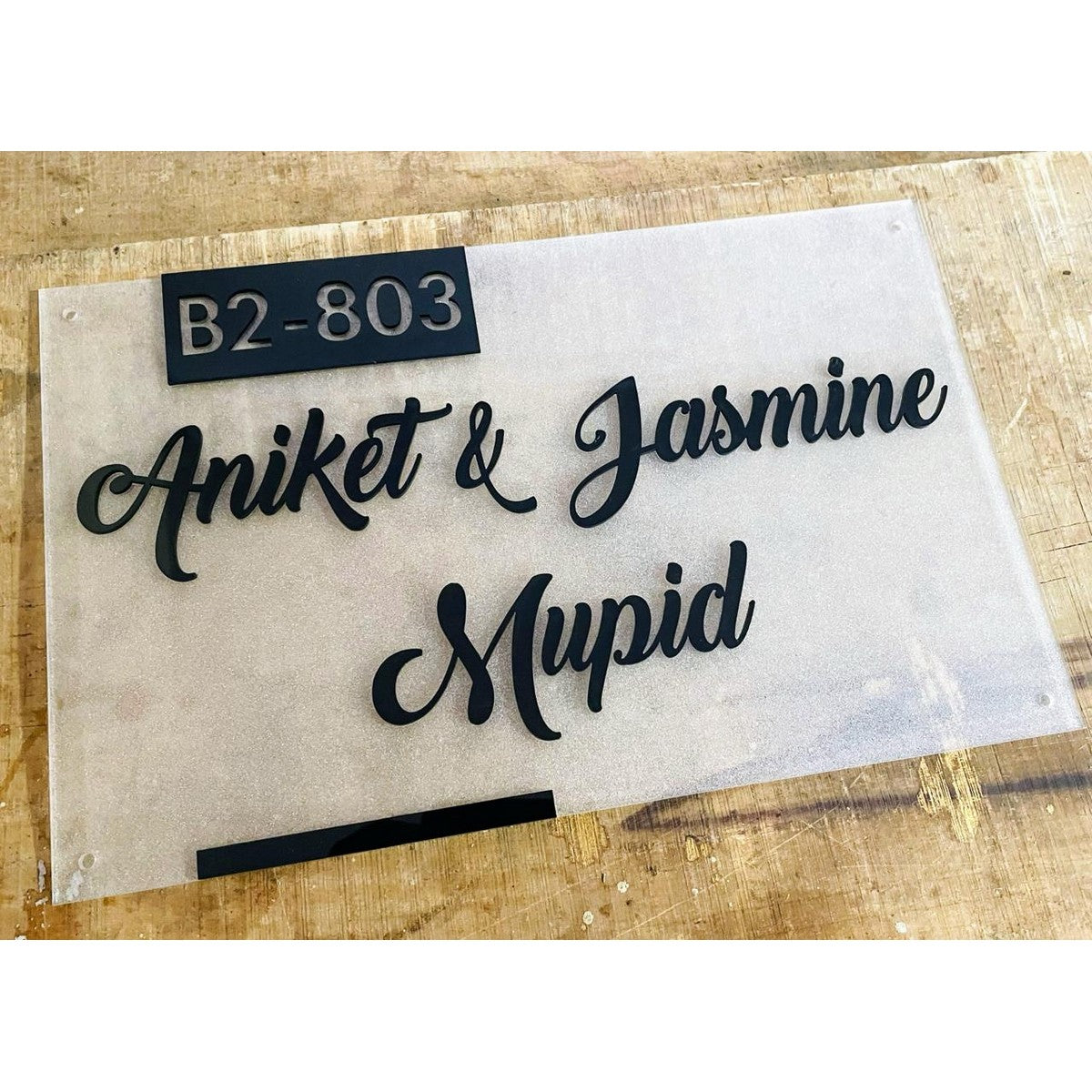 Frosted Acrylic Embossed Letters Name Plate 
