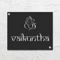 Personalized Laser Cut Ganesha Theme Metal Name Plate for Home - Harshita Craft
