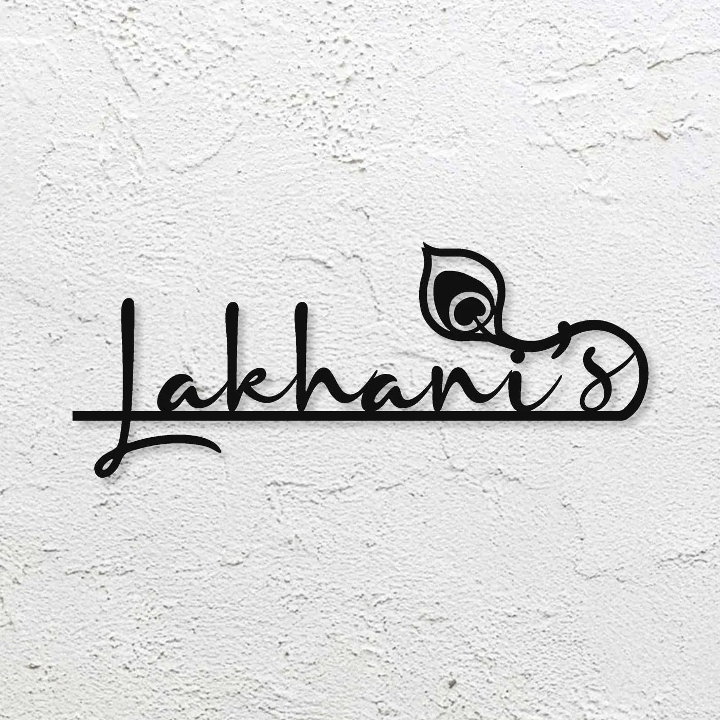 Personalized Laser Cut Feather Theme Metal Name Plate for Home - Harshita Craft