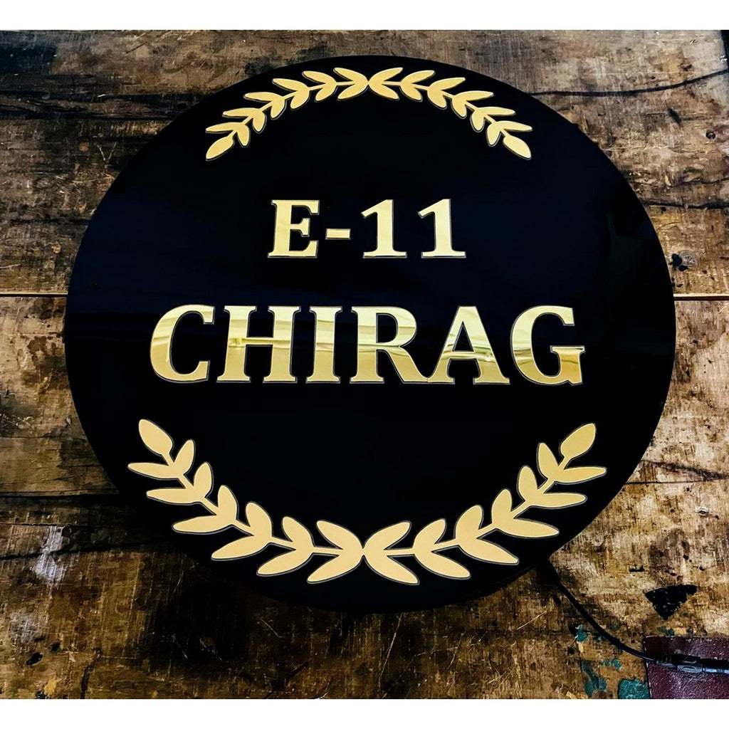 Round Acrylic LED Name Plate