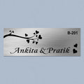 Personalized Love Theme Stainless Steel Metal Name Plate for Home Entrance - Harshita Craft