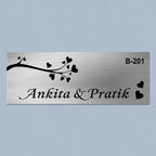Personalized Love Theme Stainless Steel Metal Name Plate for Home Entrance - Harshita Craft
