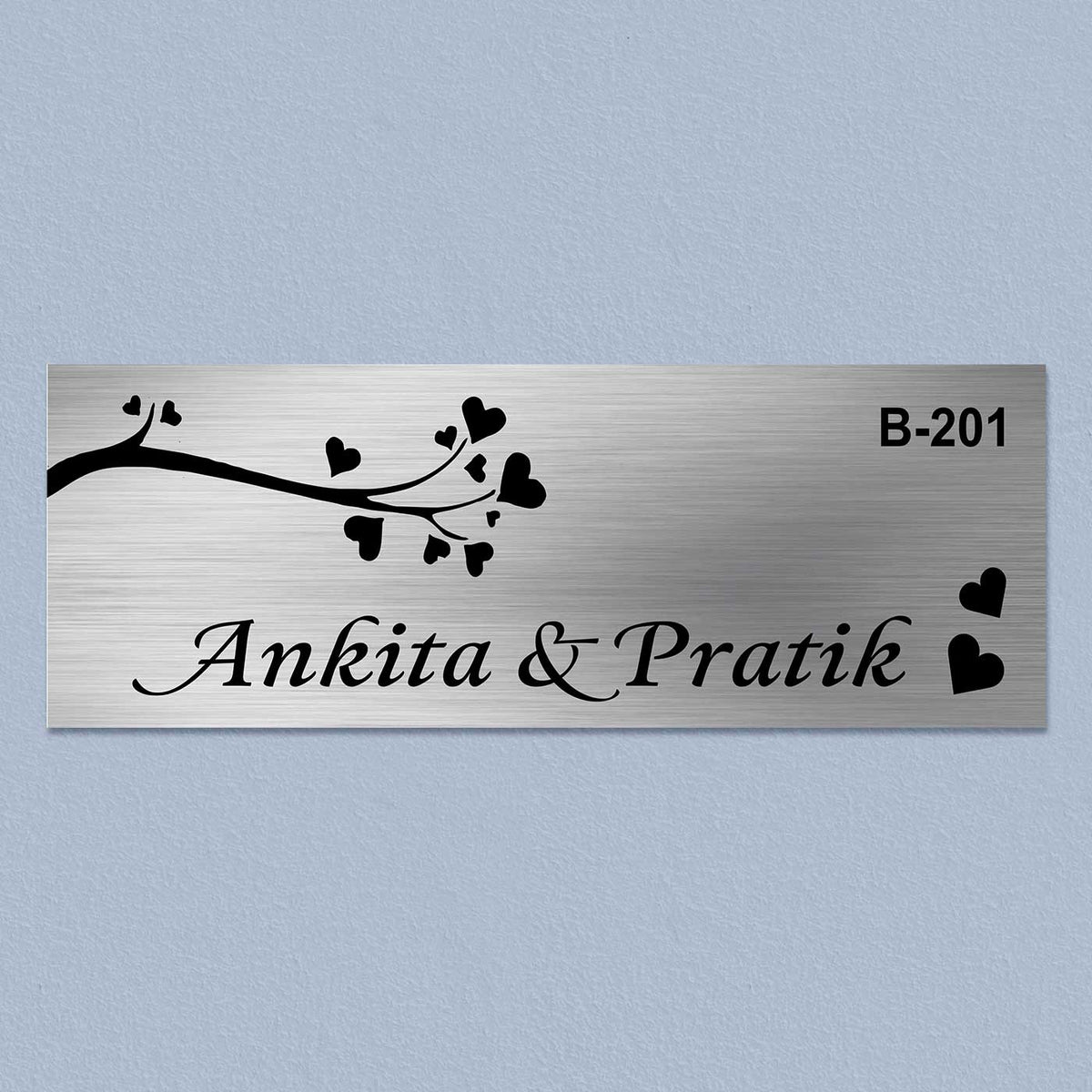 Personalized Love Theme Stainless Steel Metal Name Plate for Home Entrance