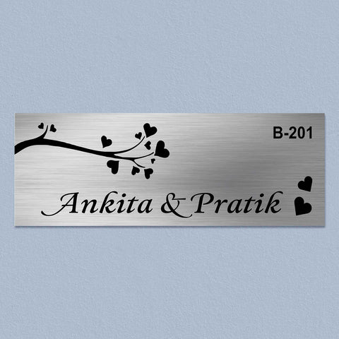 Personalized Love Theme Stainless Steel Metal Name Plate for Home Entrance