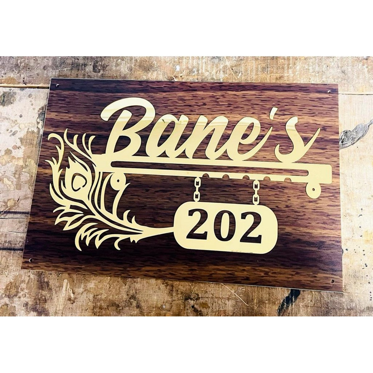 Wooden Texture Acrylic Name Plate 