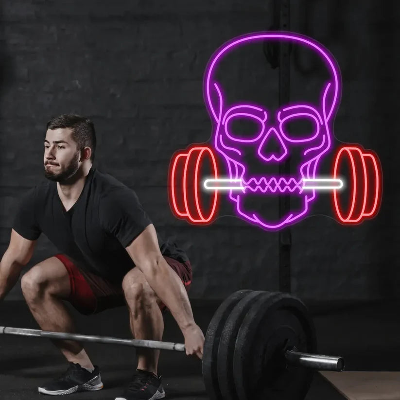 Skull Barbell Neon Sign – LED Neon Light 