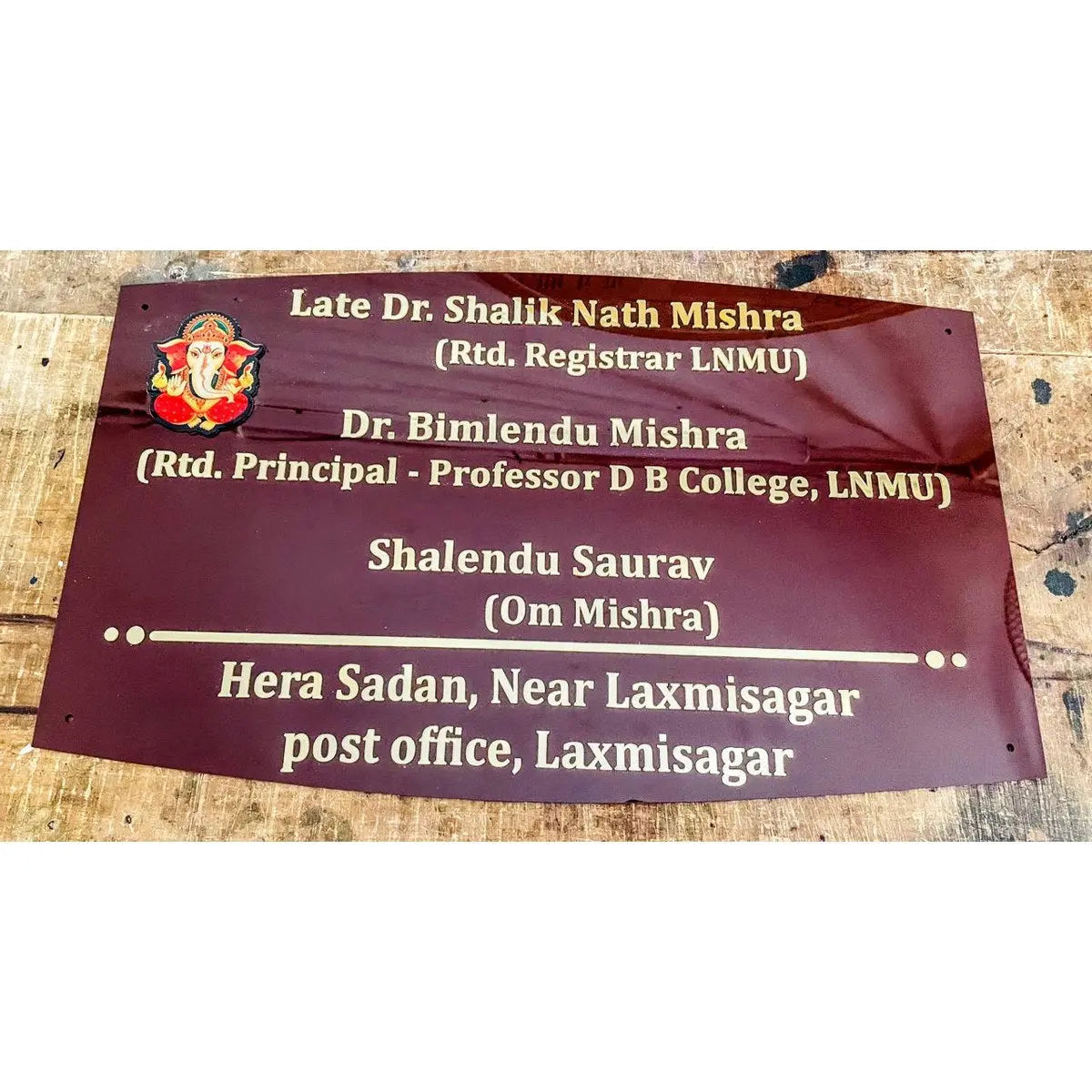 Golden Acrylic Name Plate for Home | Fancy Acrylic Name Plate Design - Harshita Craft