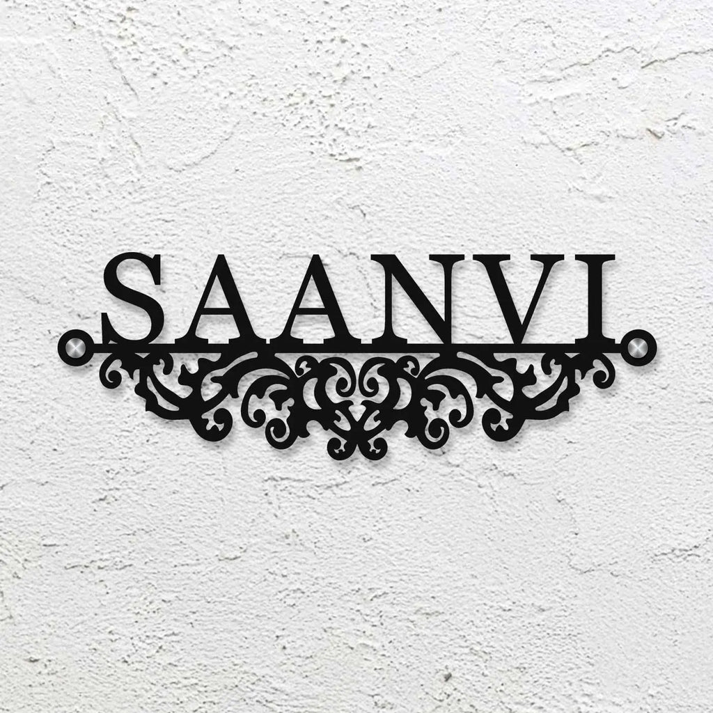 Personalized Laser Cut Minimalist Metal Name Plate for Home - Harshita Craft