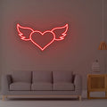 Heart with Wings Neon Sign | Love LED Neon Light for Bedroom & Wall Decor - Harshita Craft