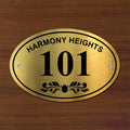 Personalized Oval Metal Name Plate for Home | Premium Stainless Steel Number Plate - Harshita Craft