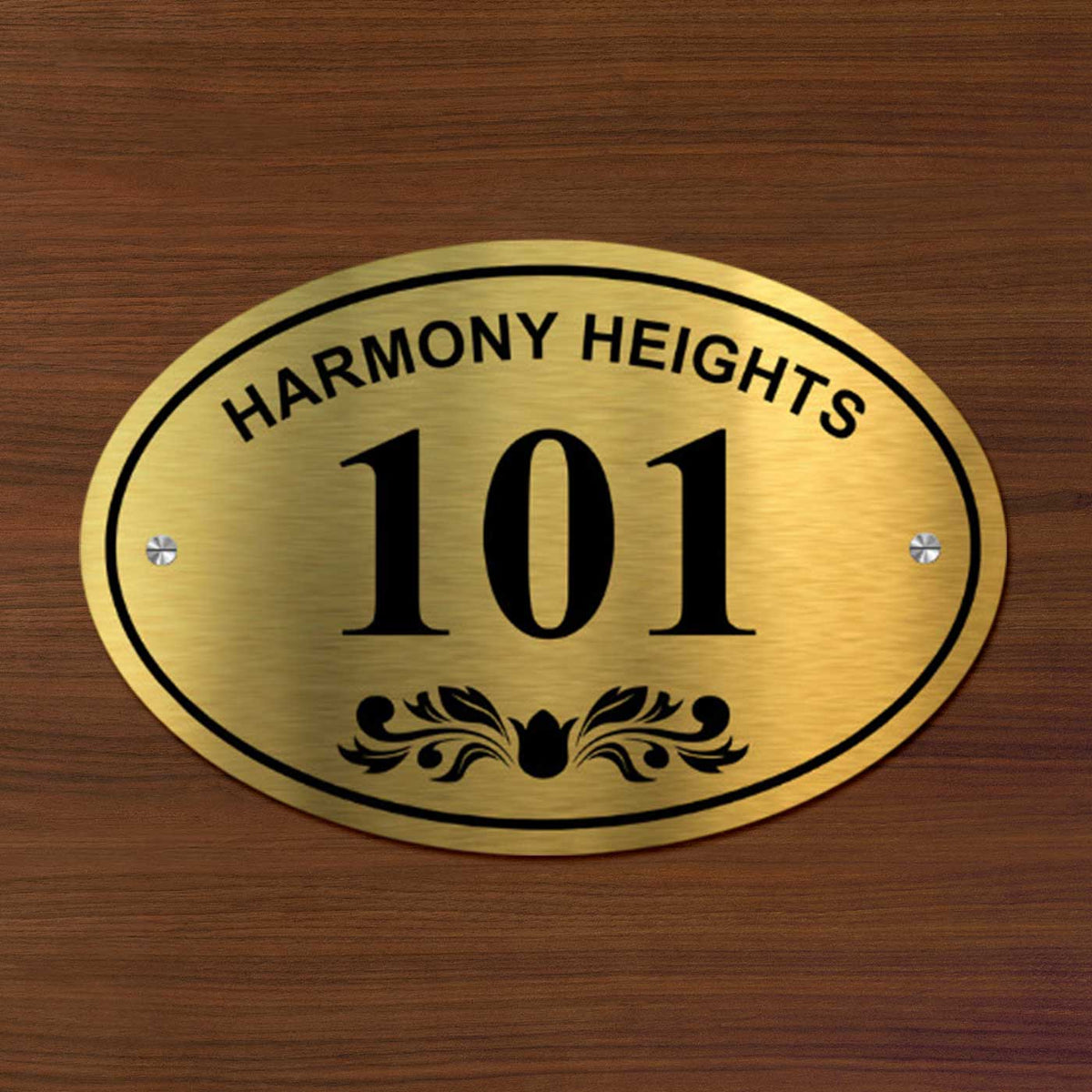 Personalized Oval Metal Name Plate for Home | Premium Stainless Steel Number Plate