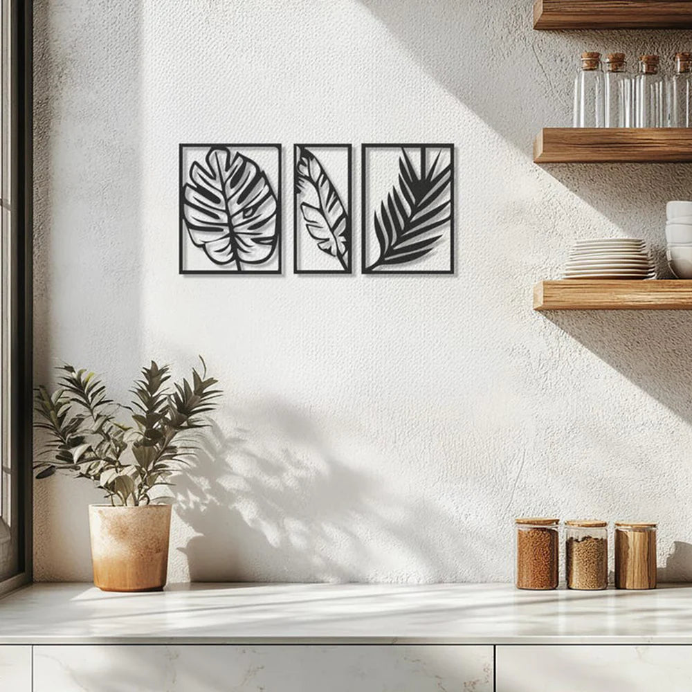 Leaf 3-Panel Metal Wall Art 