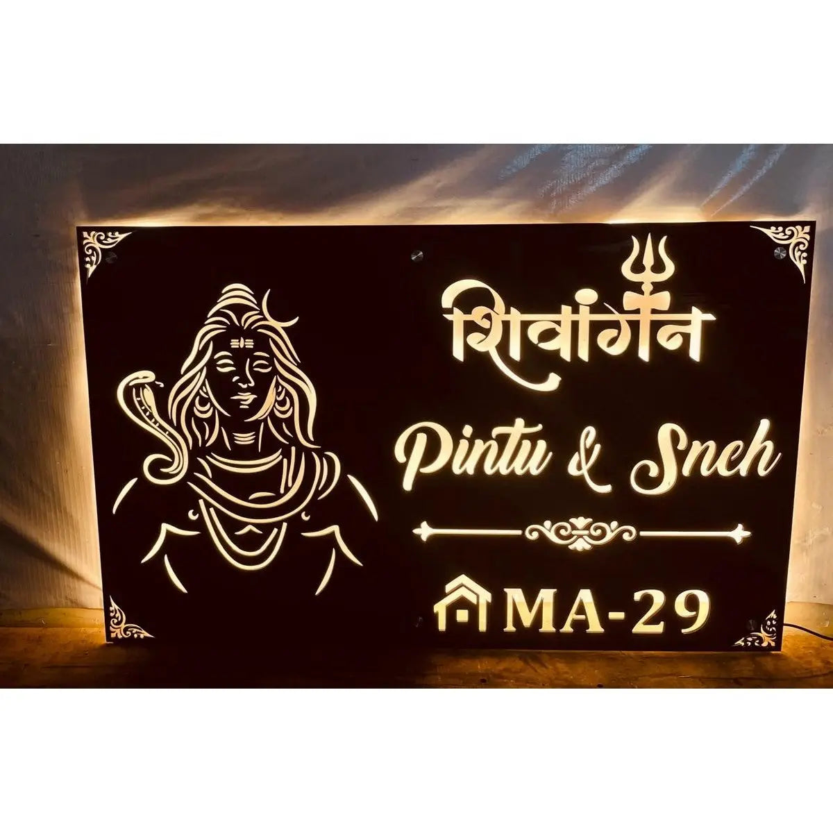 Acrylic LED Villa Nameplate – Waterproof & Personalized - Harshita Craft