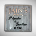White 3D Geometric Acrylic Name Plate with ACP Base 