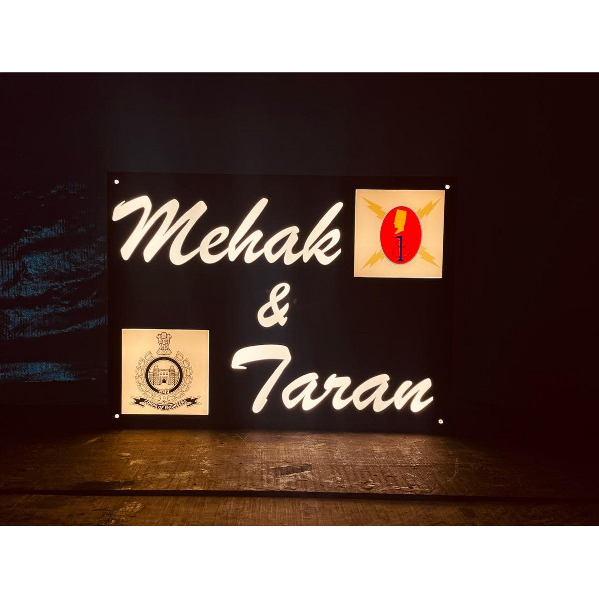 Warm White LED Acrylic Name Plate for Home