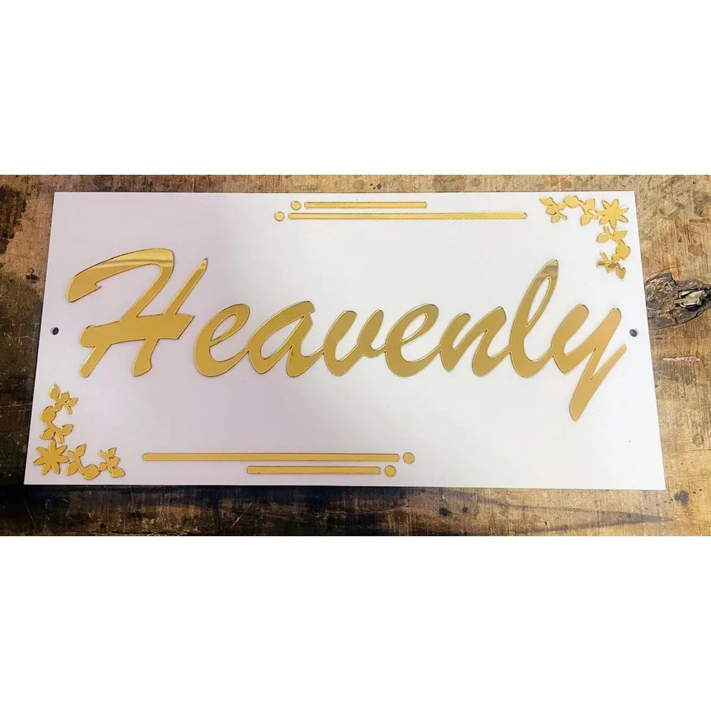 White & Gold Acrylic Name Plate - Harshita Craft