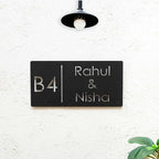 Personalized Rectangle Metal Name Plate for Home with House Number - Harshita Craft