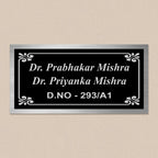 Personalized Black Stainless Steel Metal Name Plate for Home - Harshita Craft