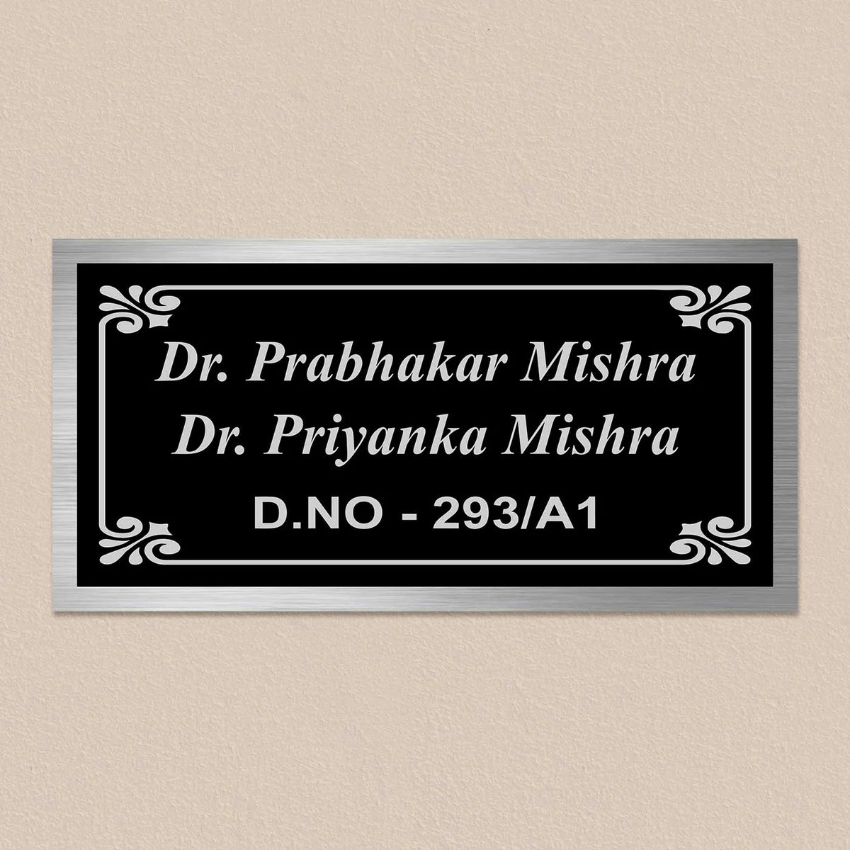 Personalized Black Stainless Steel Metal Name Plate for Home