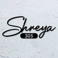 Personalized Minimalist Metal Name Plate for Home – Laser Cut Steel Design - Harshita Craft