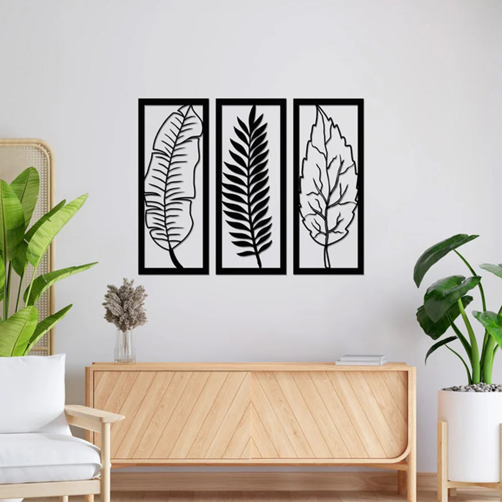 Tropical Foliage Trio Leaf Metal Wall Art 