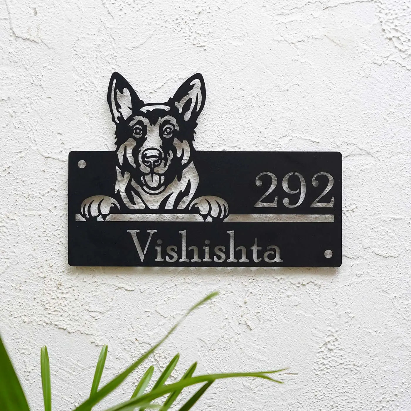 Personalized Dog Theme Metal Name Plate for Home – Weatherproof - Harshita Craft