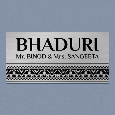 Personalized Minimal Line Art Stainless Steel Metal Name Plate for Home