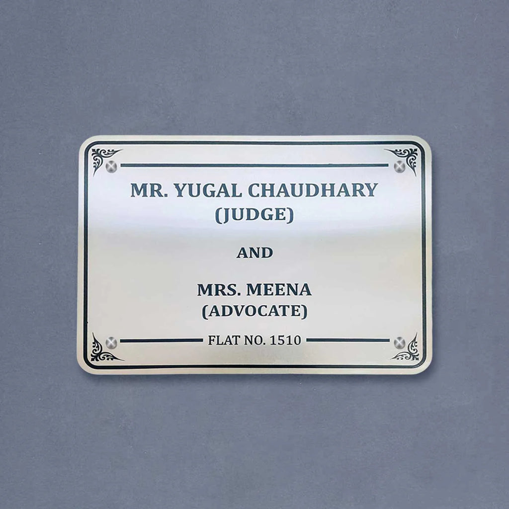 Personalized Waterproof Engraved Steel Name Plate for Home - Harshita Craft