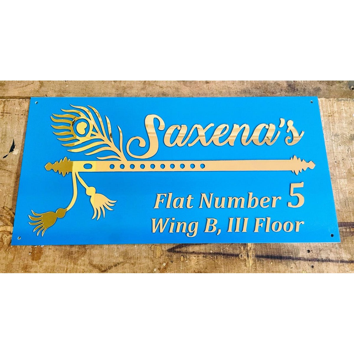 Blue & Gold Acrylic Personalized House Name Plate