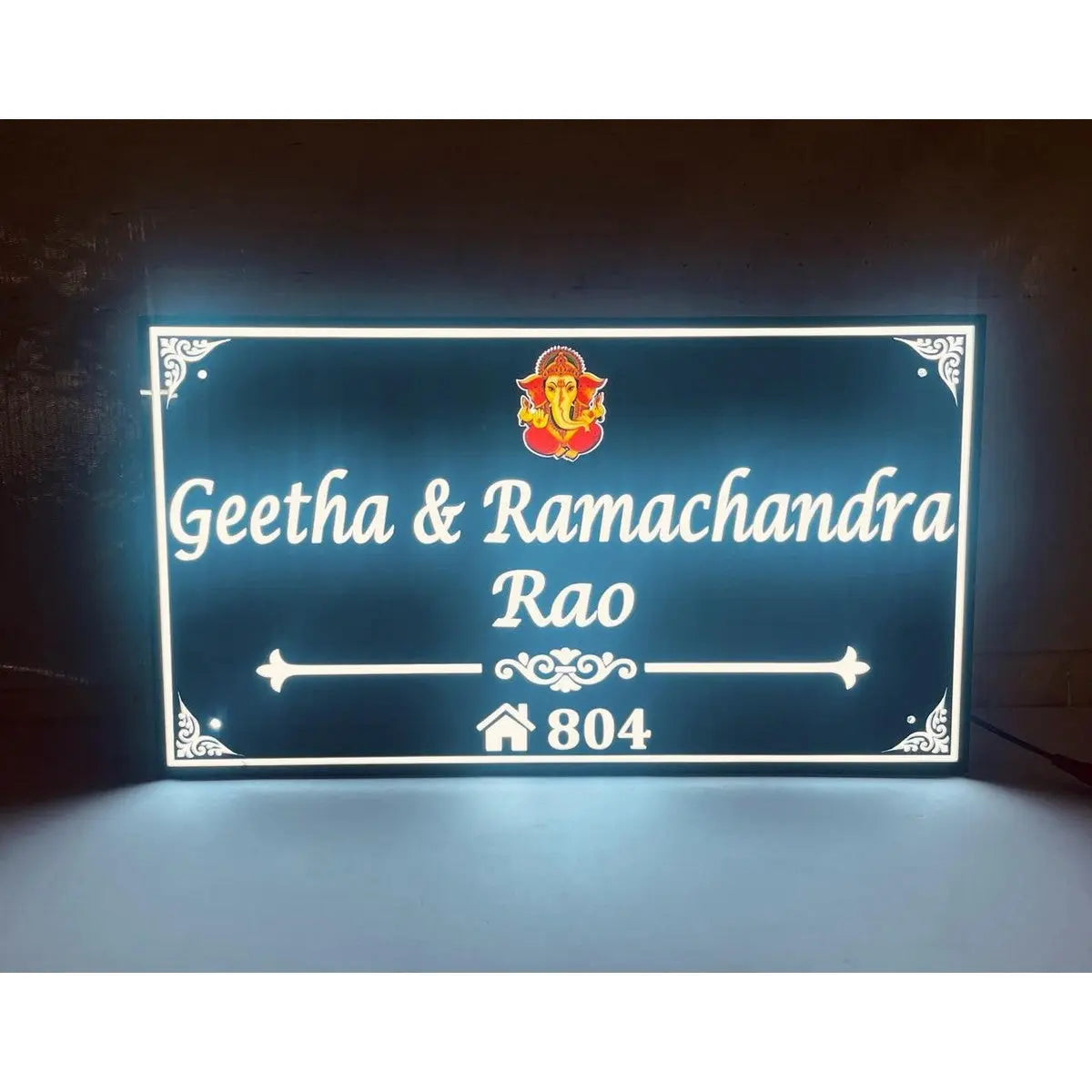 Waterproof Acrylic LED Name Plate for Home | Fancy Acrylic Name Plate Design - Harshita Craft