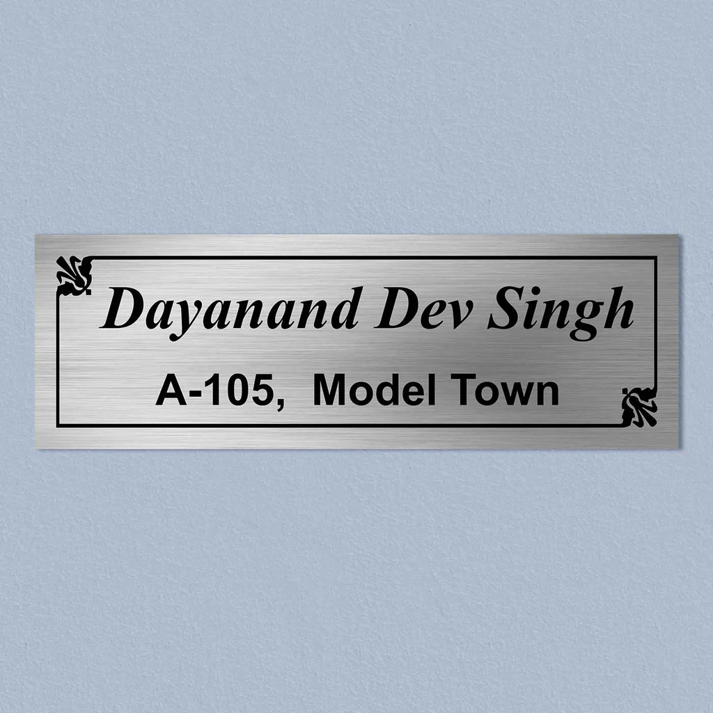 Personalized Minimalist Stainless Steel Metal Name Plate for Home – Custom Name Plate for House Entrance & Outdoor - Harshita Craft