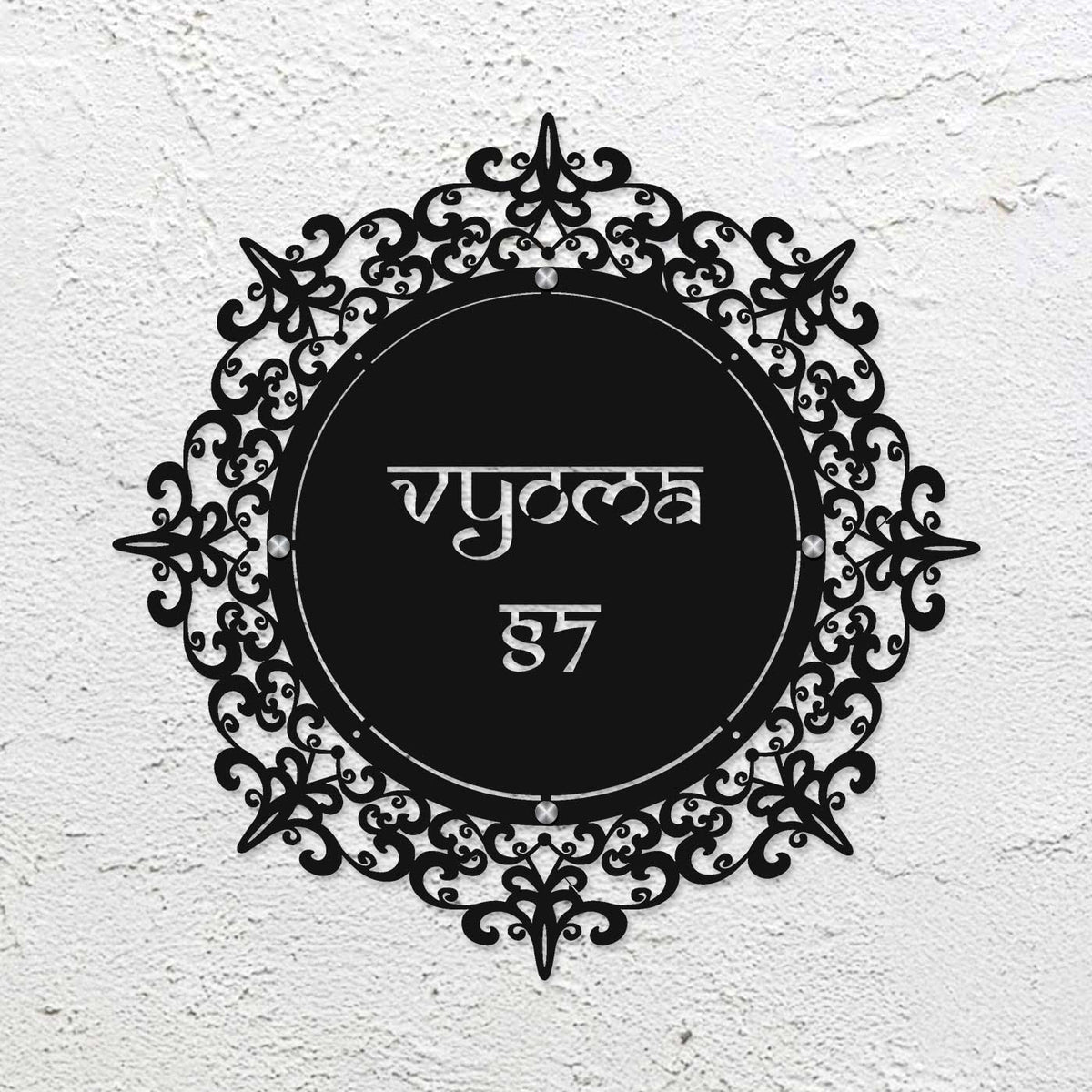 Personalized Laser Cut Round Metal Name Plate for Home