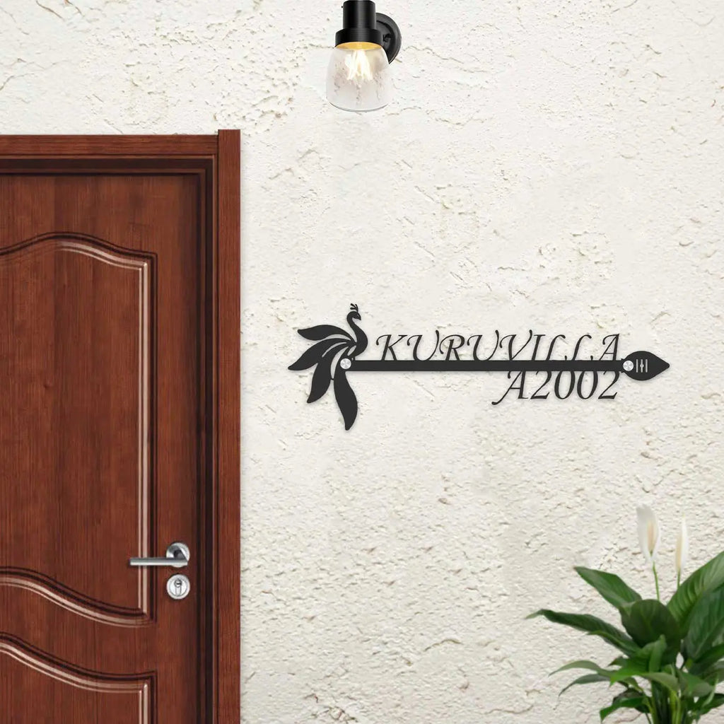 Personalized Metal Name Plate for Home – Religious Theme Laser-Cut Design - Harshita Craft